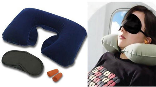 Σετ Ταξιδιού - Φουσκωτό Μαξιλάρι για Στήριξη Αυχένα + Μάσκα Ύπνου + Ωτοασπίδες